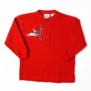 Vintage 1990s Disney Store 101 Dalmatians Waffle Knit Henley Kids T-Shirt XXS